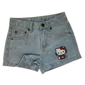 Hello Kitty Light Blue Denim Shorts Girls Size XS